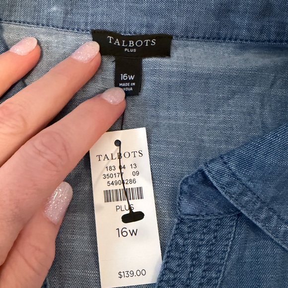 Talbots SLEEVELESS DENIM MIDI SHIRT DRESS NWT Size 16W - Picture 4 of 4